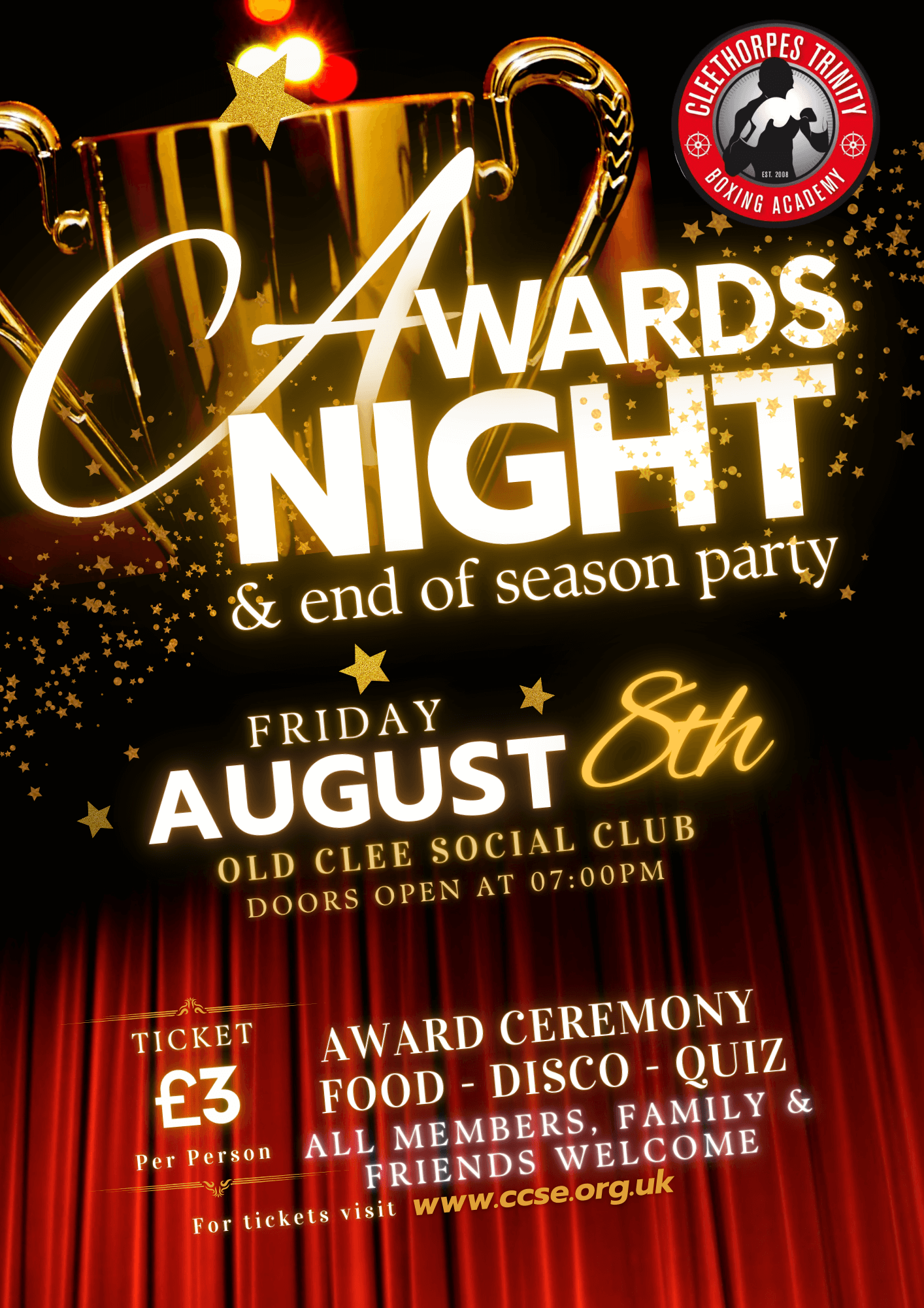 ** Cleethorpes Trinity Boxing Academy Awards Night - Friday 8th August 2025 **
