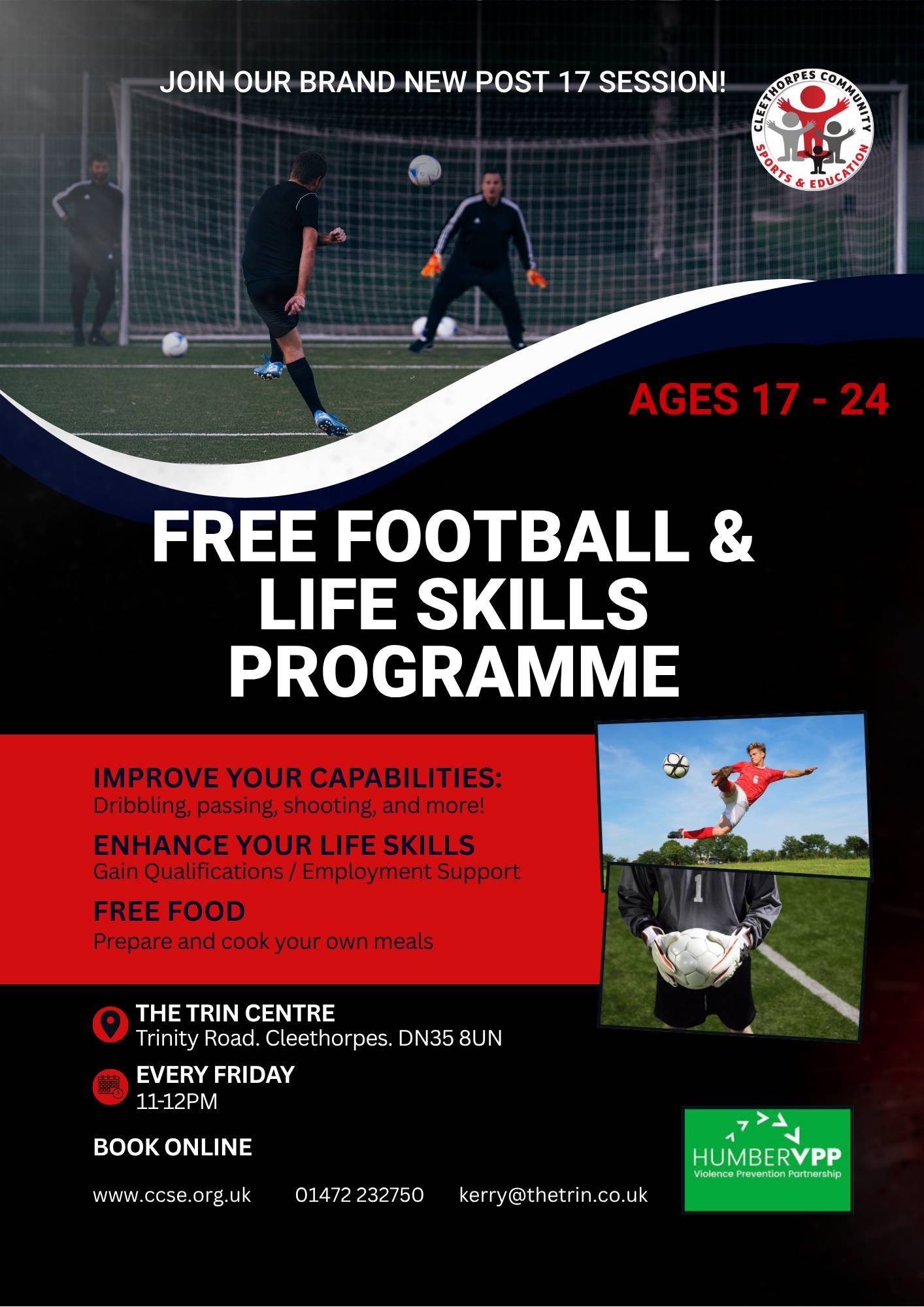 Free Football & Life Skills Programme - Every Friday 11-12pm ( Ages 17-24 )