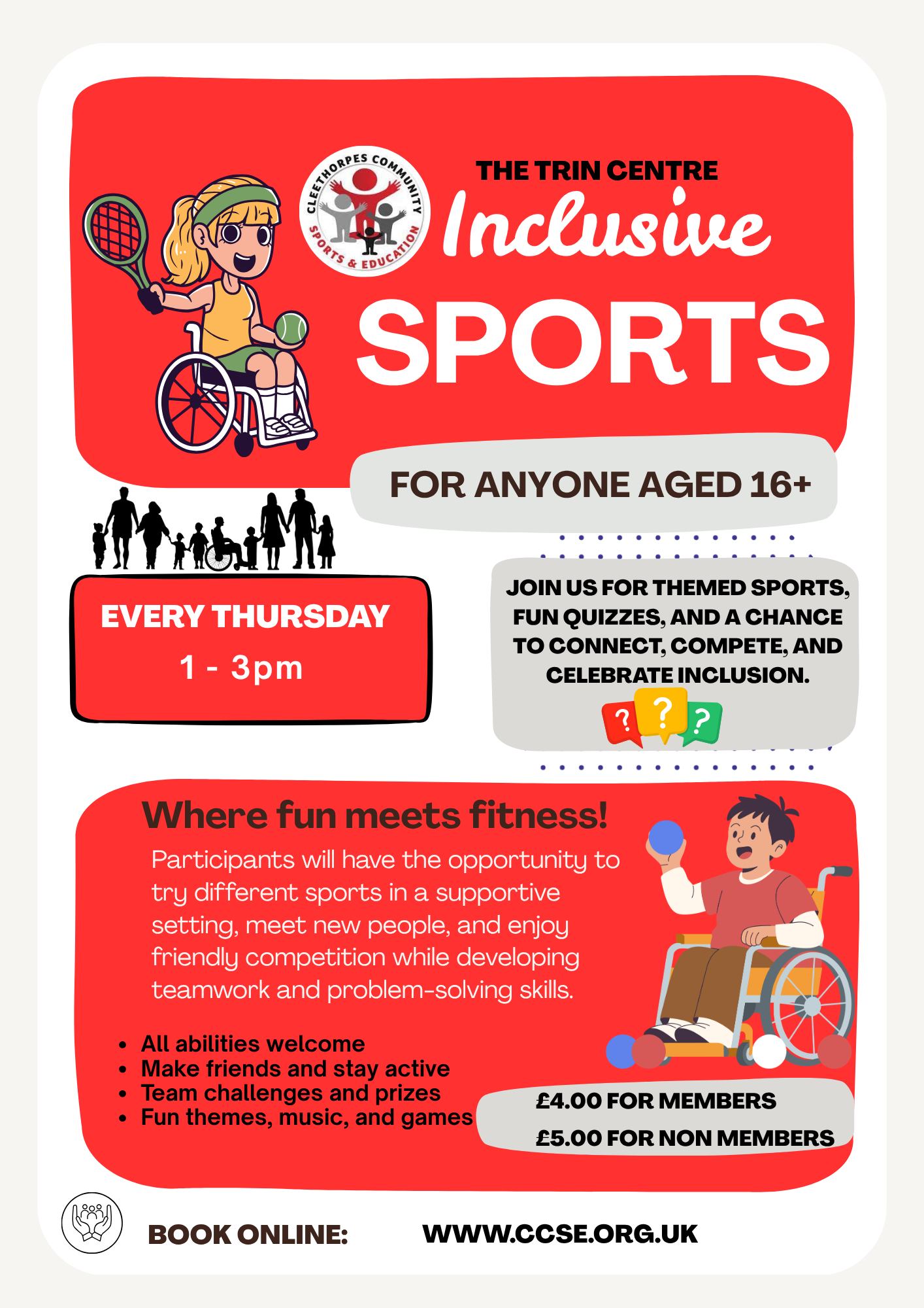 Inclusive Sports - Thursdays 1pm till 3pm